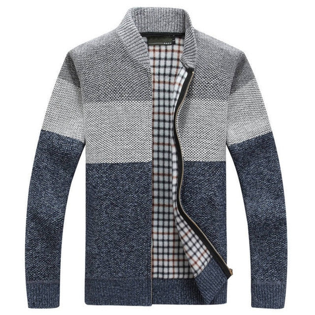 Gradient Knitted Zipper Coat for Men