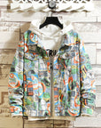 DDIIRO Men's graffiti camouflage denim jacket