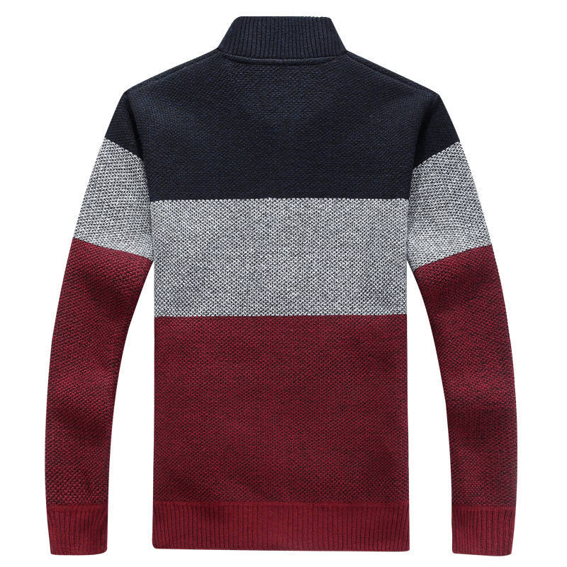 Gradient Knitted Zipper Coat for Men