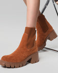 DDIIRO Suede Platform Heeled Boots