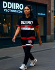 DDIIRO Signature 2-Piece Hoodie Short Set – Black, Red & White