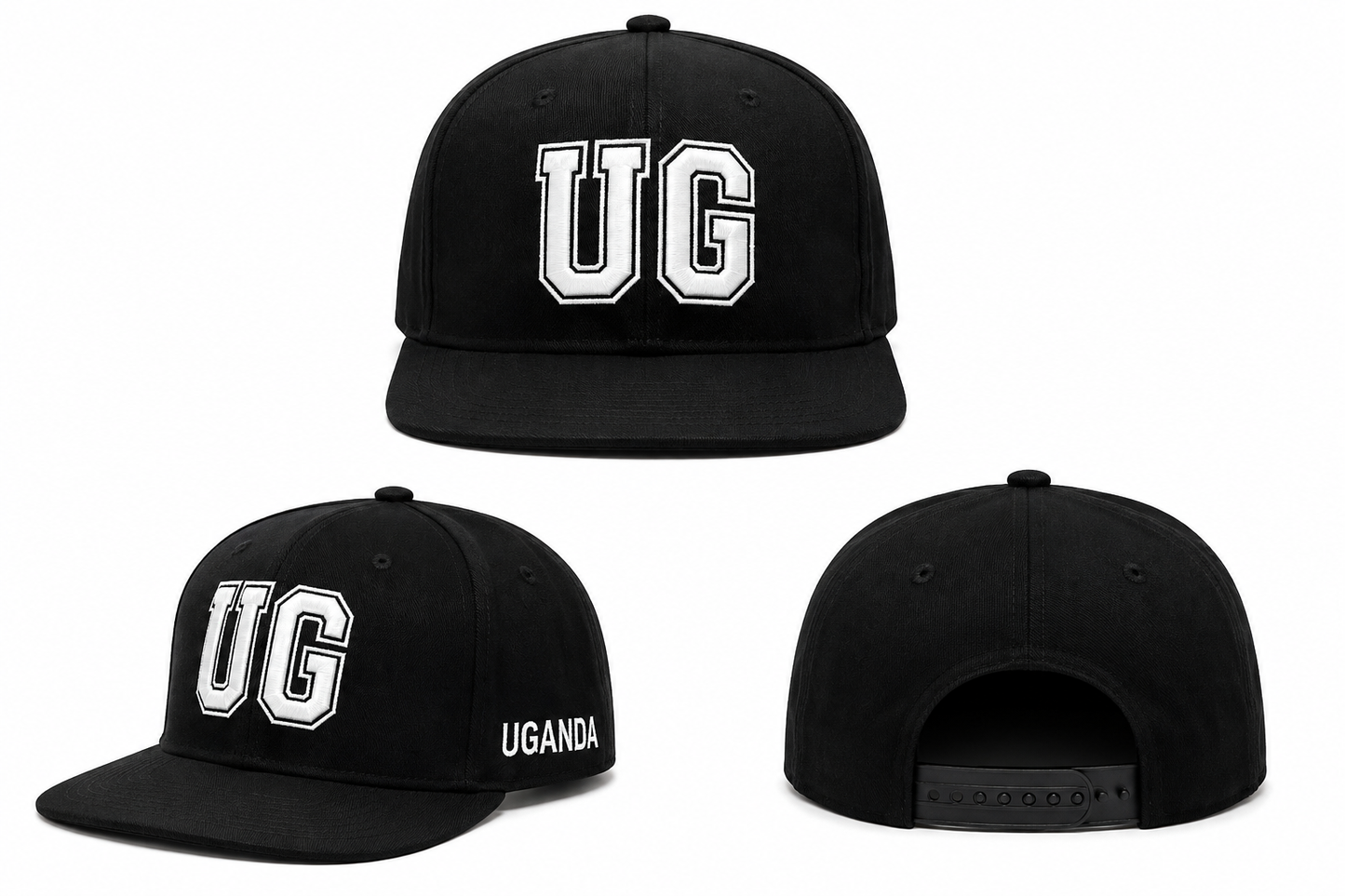 DDIIRO™ UG Uganda Heritage Snapback Cap – Black & White