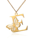 Dainty Big Butterfly Letters Necklaces For Women Girl Jewelry Stainless Steel Chain Initial Pendant Necklace Best Accessories