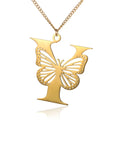 Dainty Big Butterfly Letters Necklaces For Women Girl Jewelry Stainless Steel Chain Initial Pendant Necklace Best Accessories