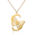 Dainty Big Butterfly Letters Necklaces For Women Girl Jewelry Stainless Steel Chain Initial Pendant Necklace Best Accessories