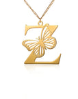 Dainty Big Butterfly Letters Necklaces For Women Girl Jewelry Stainless Steel Chain Initial Pendant Necklace Best Accessories