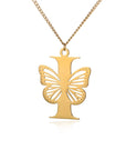 Dainty Big Butterfly Letters Necklaces For Women Girl Jewelry Stainless Steel Chain Initial Pendant Necklace Best Accessories