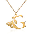 Dainty Big Butterfly Letters Necklaces For Women Girl Jewelry Stainless Steel Chain Initial Pendant Necklace Best Accessories