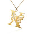 Dainty Big Butterfly Letters Necklaces For Women Girl Jewelry Stainless Steel Chain Initial Pendant Necklace Best Accessories