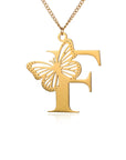 Dainty Big Butterfly Letters Necklaces For Women Girl Jewelry Stainless Steel Chain Initial Pendant Necklace Best Accessories