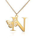Dainty Big Butterfly Letters Necklaces For Women Girl Jewelry Stainless Steel Chain Initial Pendant Necklace Best Accessories