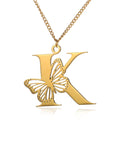 Dainty Big Butterfly Letters Necklaces For Women Girl Jewelry Stainless Steel Chain Initial Pendant Necklace Best Accessories