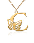 Dainty Big Butterfly Letters Necklaces For Women Girl Jewelry Stainless Steel Chain Initial Pendant Necklace Best Accessories