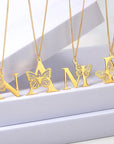 Dainty Big Butterfly Letters Necklaces For Women Girl Jewelry Stainless Steel Chain Initial Pendant Necklace Best Accessories