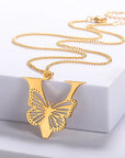 Dainty Big Butterfly Letters Necklaces For Women Girl Jewelry Stainless Steel Chain Initial Pendant Necklace Best Accessories