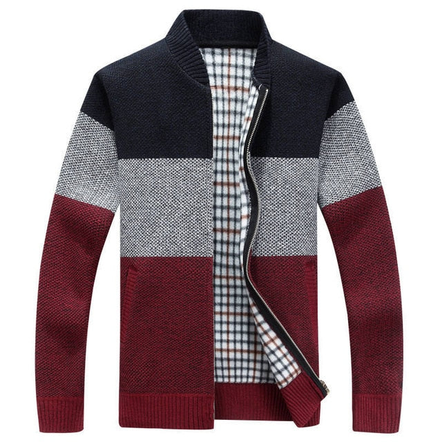 Gradient Knitted Zipper Coat for Men