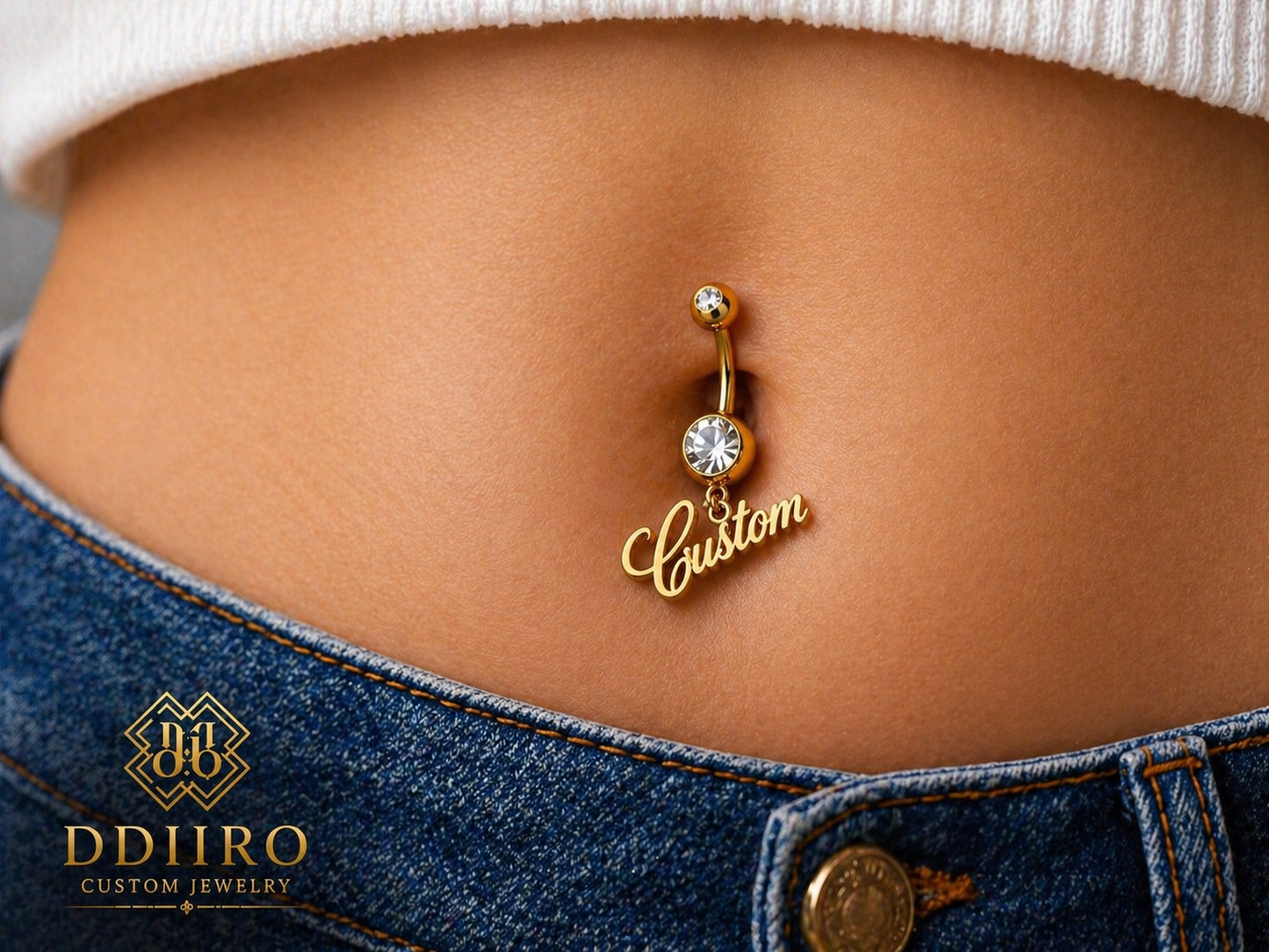 Belly Ring - Custom Belly Button Ring - Name Navel Ring - Name Belly Rings - Custom Body Jewelry - Personalized Gift For Her.