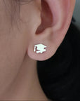 Graduation Hat Stainless Steel Personalized Earrings Minimalist Student Commemorative Gift"