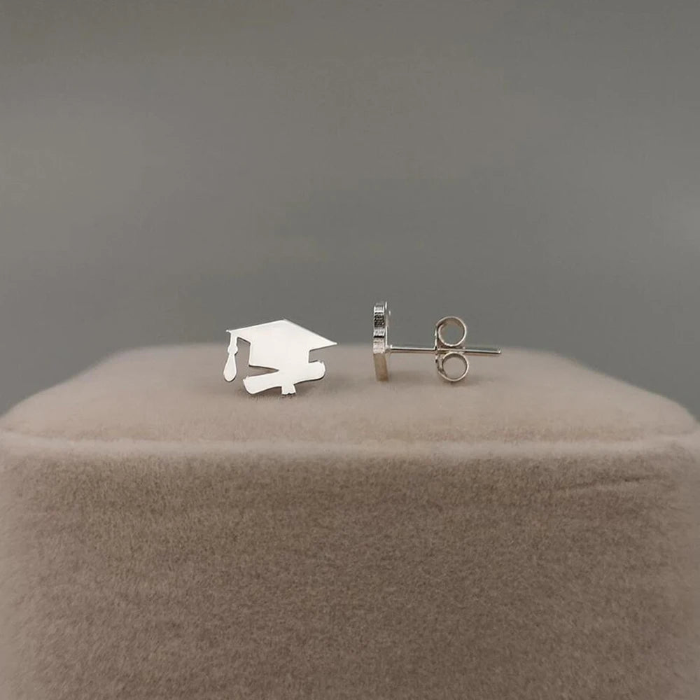 Graduation Hat Stainless Steel Personalized Earrings Minimalist Student Commemorative Gift"