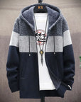 Men's Knit Sweater Fleece Jacket – Striped Hoodie, Thick Warm Winter Windbreaker Pullover