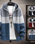 Men's Knit Sweater Fleece Jacket – Striped Hoodie, Thick Warm Winter Windbreaker Pullover