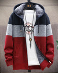Men's Knit Sweater Fleece Jacket – Striped Hoodie, Thick Warm Winter Windbreaker Pullover