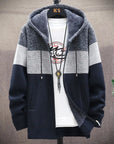 Men's Knit Sweater Fleece Jacket – Striped Hoodie, Thick Warm Winter Windbreaker Pullover
