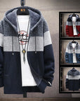 Men's Knit Sweater Fleece Jacket – Striped Hoodie, Thick Warm Winter Windbreaker Pullover