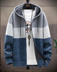 Men's Knit Sweater Fleece Jacket – Striped Hoodie, Thick Warm Winter Windbreaker Pullover