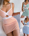 Ins Style Contrast Stripe Knitted Hip Skirt
