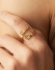 Personalized Customized Name Ring Stainless Steel Double Name Adjustable Multi Style Ring Women's Jewelry Gift Box Packaging
