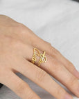 Personalized Customized Name Ring Stainless Steel Double Name Adjustable Multi Style Ring Women's Jewelry Gift Box Packaging