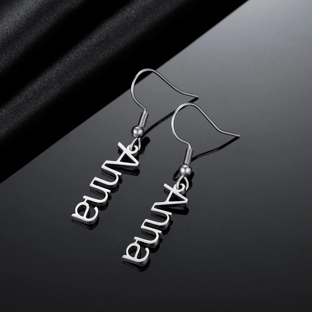 Personalized Stainless Steel Name Pendant Earrings – High-Quality Custom Jewelry for Women