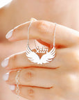 Personalized Wings Name Necklace, Stainless Steel Metal Custom Name Pendant, Angel Wings Necklace, Gift for Friends