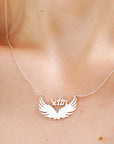 Personalized Wings Name Necklace, Stainless Steel Metal Custom Name Pendant, Angel Wings Necklace, Gift for Friends