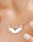 Personalized Wings Name Necklace, Stainless Steel Metal Custom Name Pendant, Angel Wings Necklace, Gift for Friends
