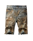 Denim Jean Shorts American Street High Quality Irregular Inkjet Jeans Men