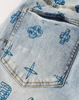 Premium Purple Men's Oversized Cropped Denim Shorts Relaxed Fit & Stylish Repair Design