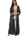 Elegant 3-Piece Muslim Set for Women Party Dress, Cardigan Robe & Sash Suit