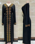 DDIIRO Ethnic V-Neck Dress – Loose Fit with Diamond Belt, Luxury Fashion in XXL/XXXL