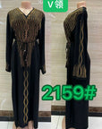 DDIIRO Ethnic V-Neck Dress – Loose Fit with Diamond Belt, Luxury Fashion in XXL/XXXL