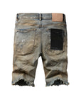 Denim Jean Shorts American Street High Quality Irregular Inkjet Jeans Men