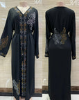 DDIIRO Ethnic V-Neck Dress – Loose Fit with Diamond Belt, Luxury Fashion in XXL/XXXL
