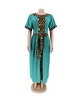 African Style Leopard Patchwork Dashiki Dress Loose Fit Summer Casual Wear for Women