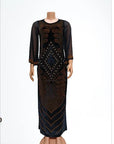 Summer African Maxi Dress for Women – Long Sleeve, Flowing Fit in Black, Purple, and Green