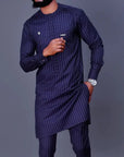 Dashiki African Clothing For Men Casual Green Geometric Print Suit Long Sleeve Shirt Trouser African Suit For Men Set 2 Pieces