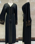 DDIIRO Ethnic V-Neck Dress – Loose Fit with Diamond Belt, Luxury Fashion in XXL/XXXL