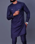 Dashiki African Clothing For Men Casual Green Geometric Print Suit Long Sleeve Shirt Trouser African Suit For Men Set 2 Pieces