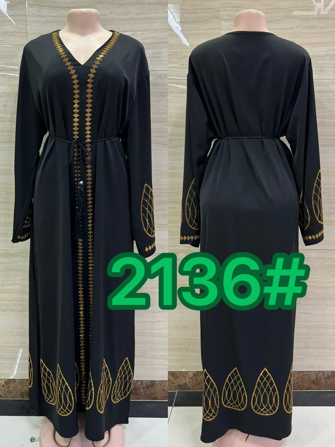 DDIIRO Ethnic V-Neck Dress – Loose Fit with Diamond Belt, Luxury Fashion in XXL/XXXL