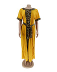 African Style Leopard Patchwork Dashiki Dress Loose Fit Summer Casual Wear for Women